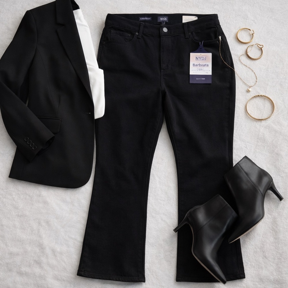 NWT NYDJ Barbara Bootcut Jeans 16P Black Lift Tuck Petite $139 Retail - Picture 9 of 13